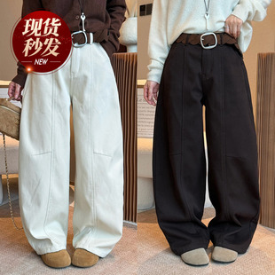 阔腿裤 休闲裤 女欧洲站2025冬装 欧货女装 潮 新款 复合绒加厚加绒西装