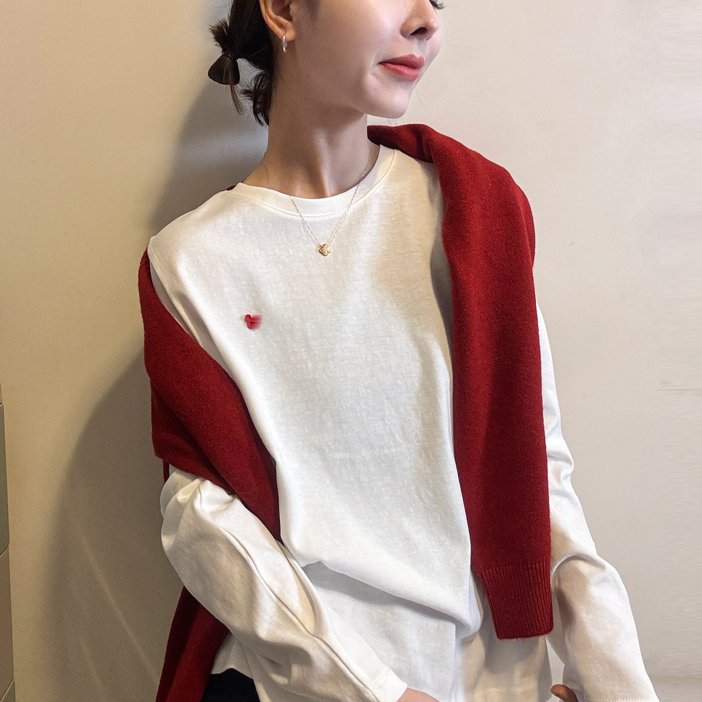 胸前贴标休闲大版T恤女欧洲站2026春装新款欧货女装长袖打底衫潮