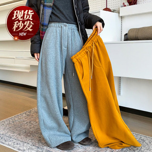 拖地系带加绒阔腿卫裤女欧洲站2025冬装新款欧货女装加厚休闲裤潮