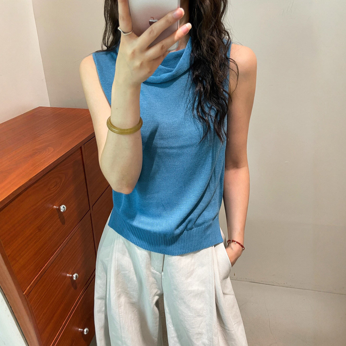 堆堆领细羊毛针织背心女欧货上衣