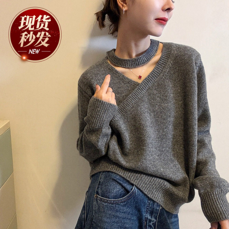 复古镂空挂脖羊毛针织衫女欧洲站2025冬装新款欧货女装打底毛衣潮,女装/女士精品,毛针织衫,淘宝优惠券,粉丝福利购,淘宝优惠卷