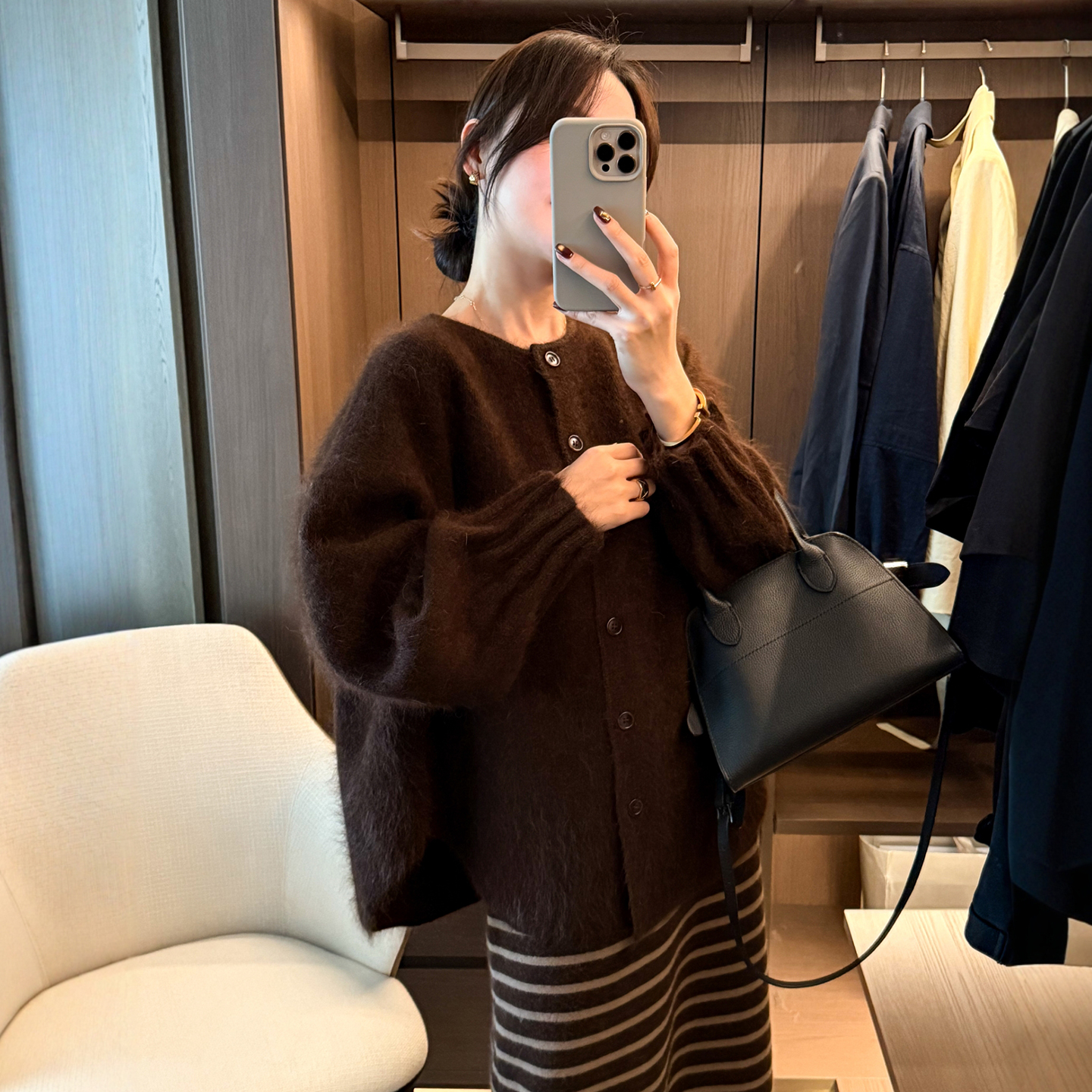 花苞袖浣熊绒针织开衫女欧货外套