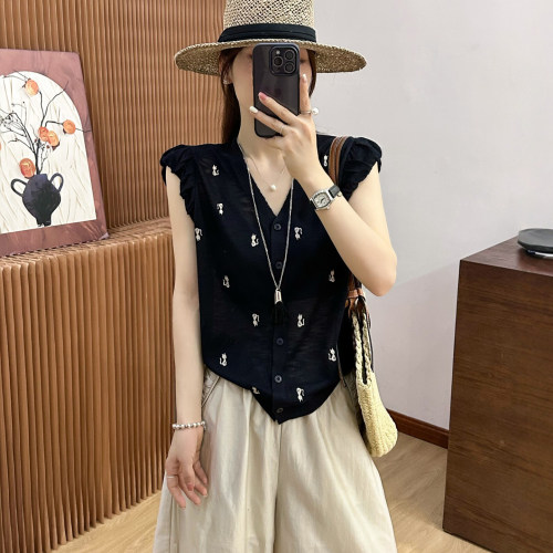 刺绣飞飞袖冰丝针织开衫女欧洲站