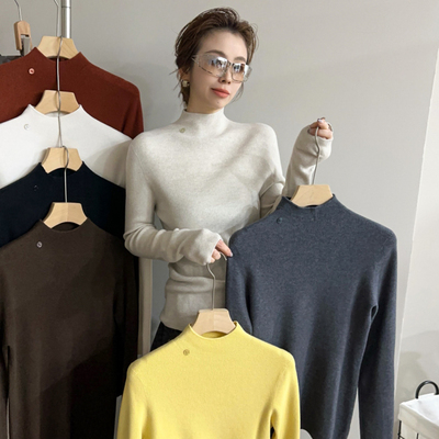 小半高领细羊毛针织衫女欧货打底