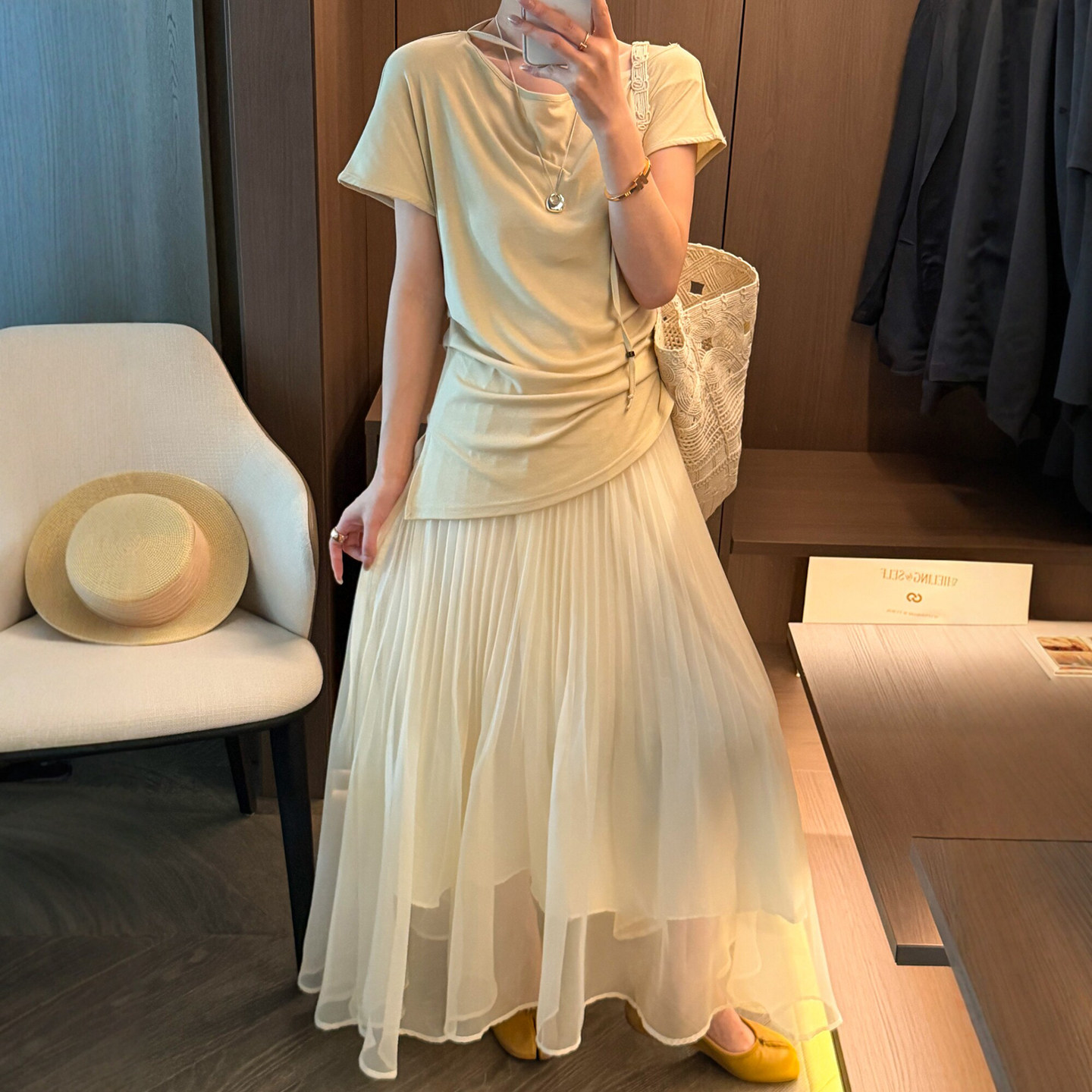 侧边褶皱面膜T恤半身裙两件套装女欧洲站2026夏装新款欧货女装潮