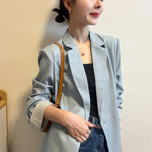 莱赛尔天丝小西装女欧洲站2026春装新款欧货女装时尚西服短外套潮
