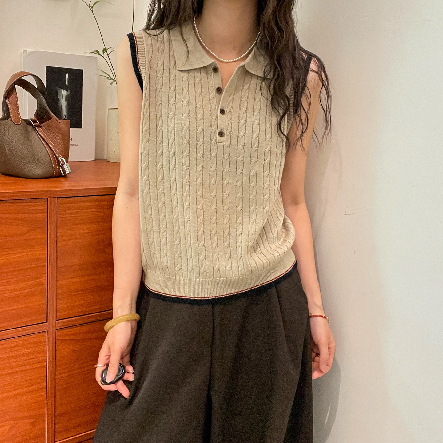 POLO领麻花纹细羊毛针织衫女欧洲站2026早秋新款欧货女装打底衫潮