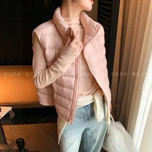 90白鸭绒排骨羽绒马甲外套女欧洲站2026秋季新款欧货女装羽绒服潮