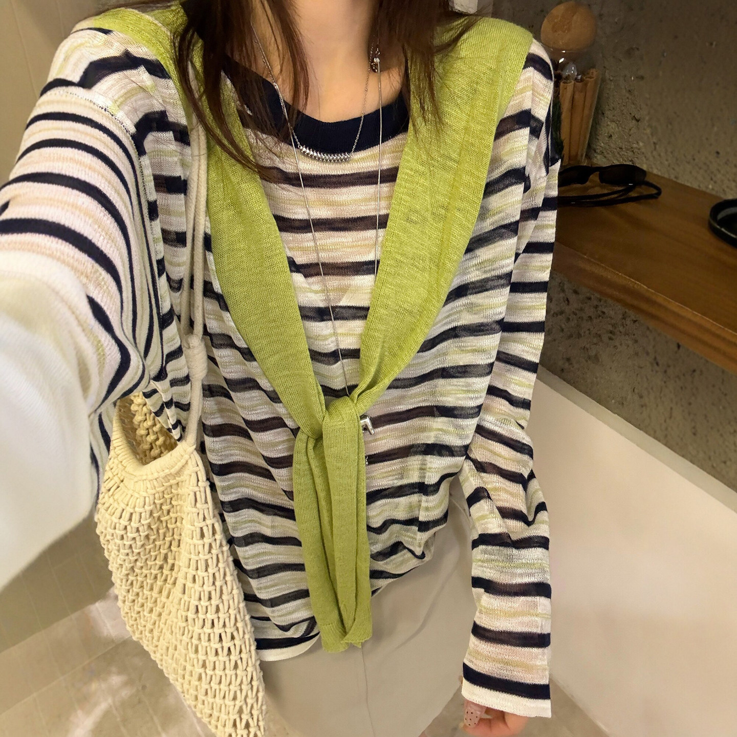 配披肩条纹冰丝针织衫女欧洲站2026夏装新款欧货女装薄款防晒衣潮