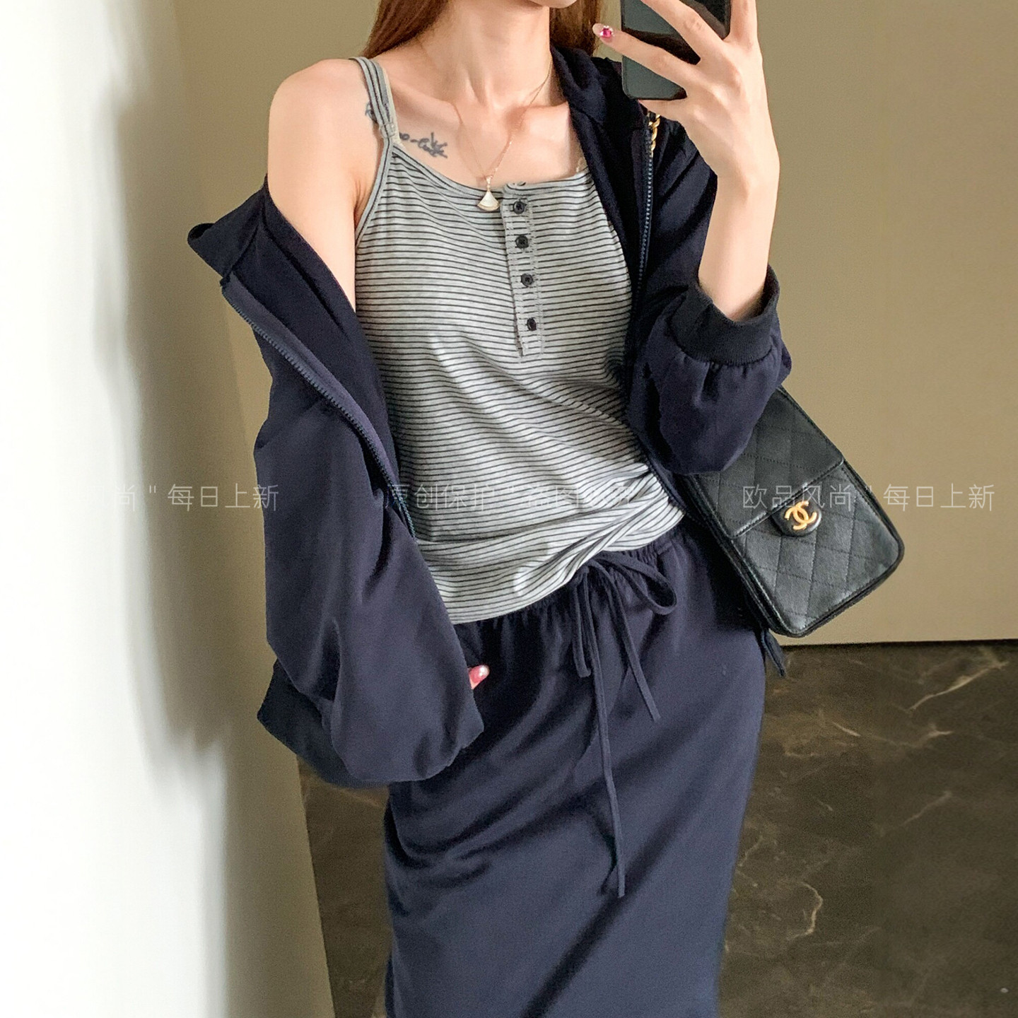 开衫短外套半身裙三件套装女欧货