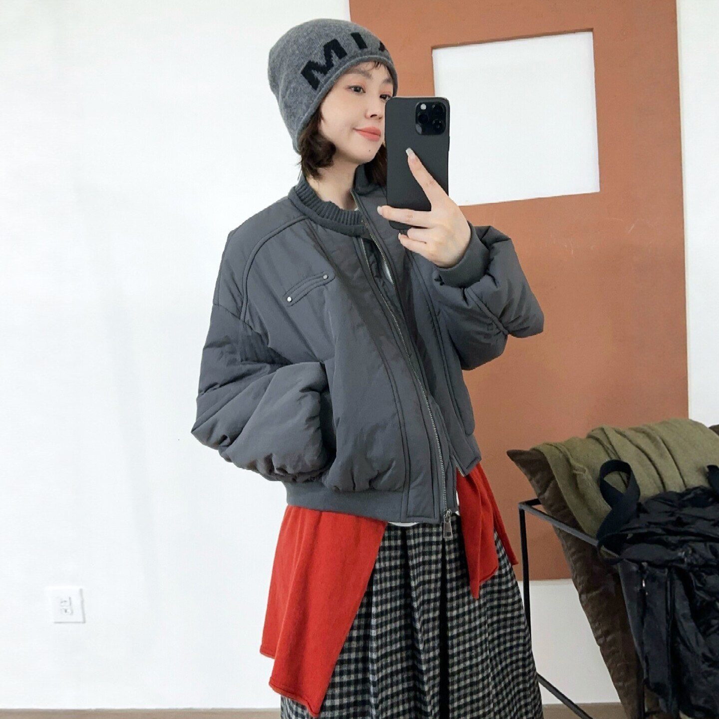 针织立领加棉棒球服外套女欧洲站