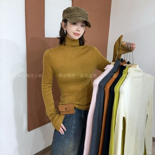 堆堆领羊毛针织打底衫女欧洲站2026秋季新款欧货女装高领羊绒毛衣