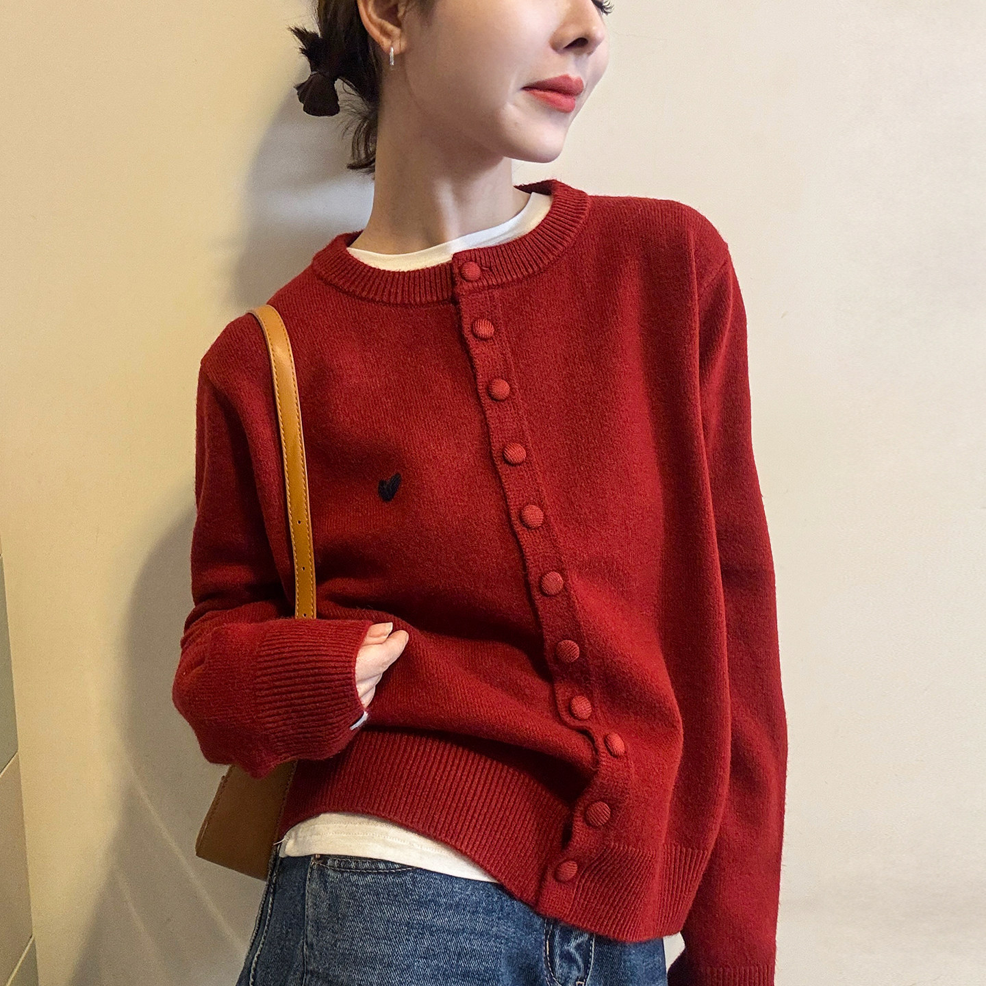 爱心刺绣细羊毛针织开衫女欧洲站2025冬装新款欧货女装毛衣外套潮,女装/女士精品,毛针织衫,淘宝优惠券,粉丝福利购,淘宝优惠卷