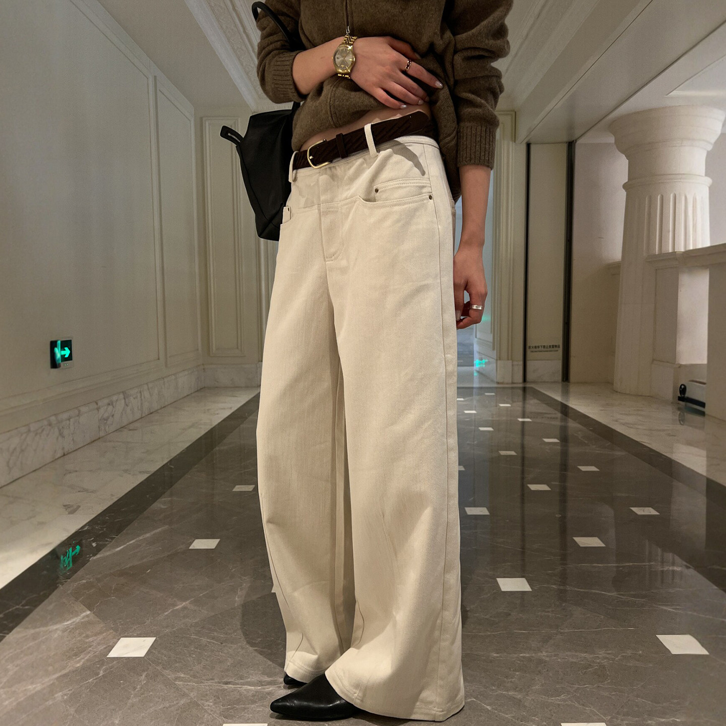 立体裁剪拖地西装阔腿裤女欧洲站