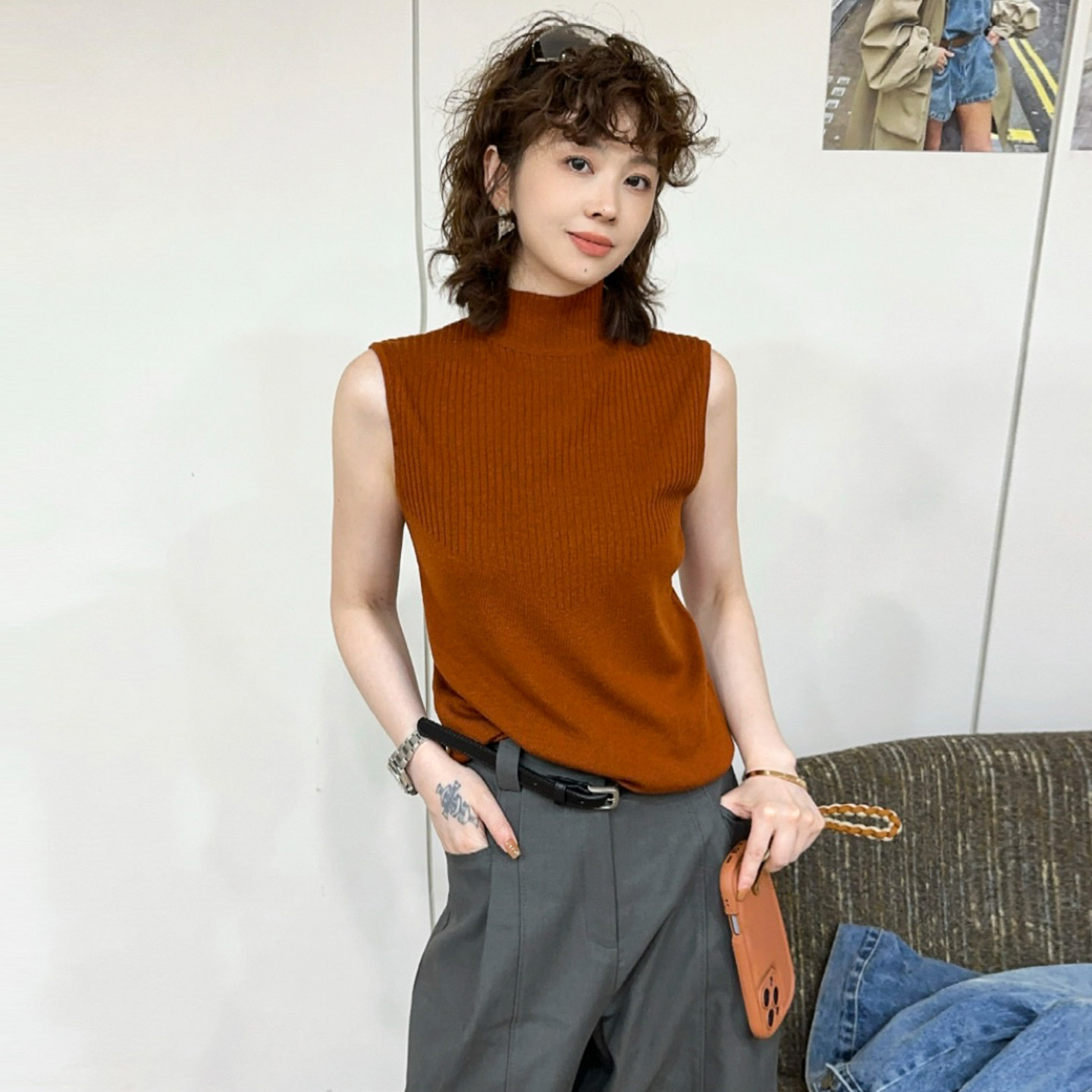 小半高领羊毛针织衫女欧洲站上衣