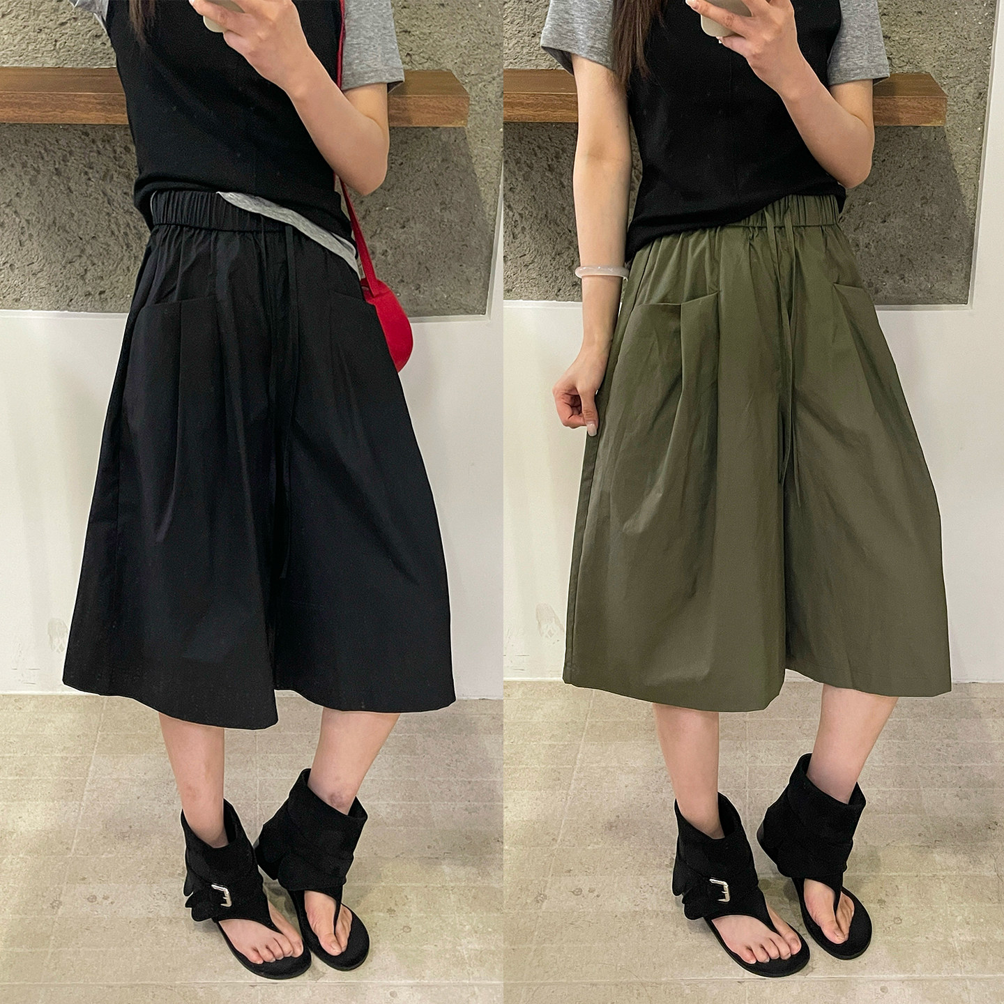抽绳系带速干阔腿中裤女欧洲站2026夏季新款欧货女装五分休闲裤潮