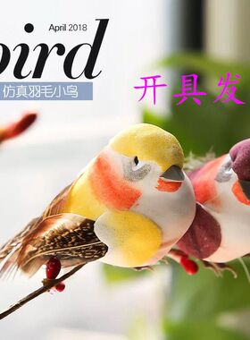 仿真小鸟羽毛DIY装饰摆件