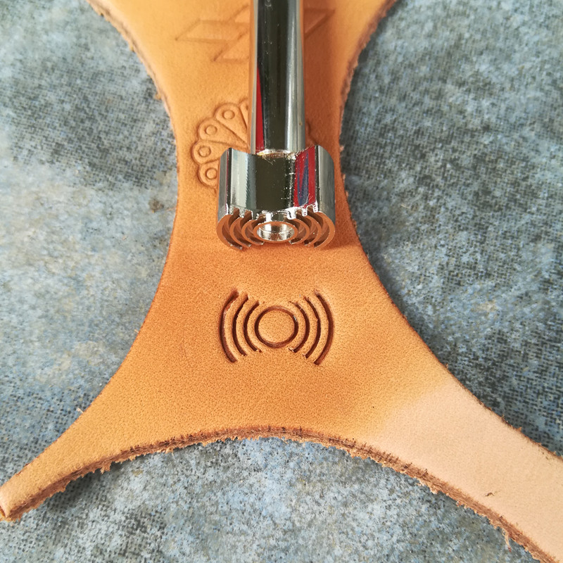 皮雕印花新品DIY手工压花工具钢制精雕图案印章放射几何皮艺印刻