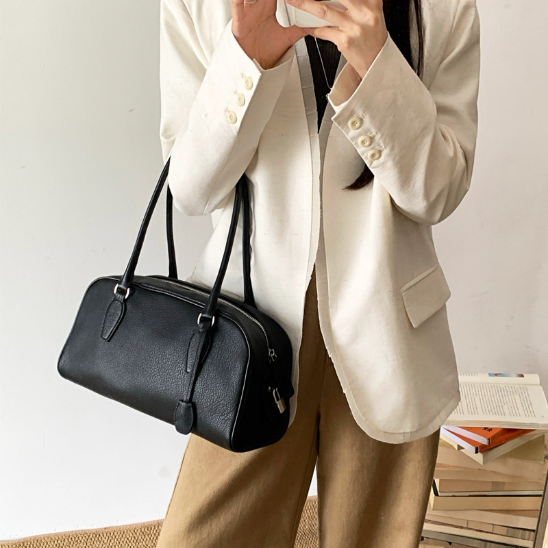 吐司包2026新款手提包波士顿女包保龄球包松弛感头层牛皮单肩包