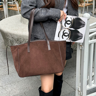 真皮托特包新款翻毛皮磨砂皮包包2026新款单肩包头层牛皮手提包潮