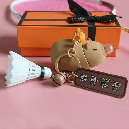 卡皮巴拉公仔吹泡泡羽毛球钥匙扣