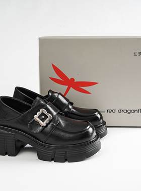 红蜻蜓BC68853011乐福鞋女厚底皮鞋2025年新款春秋休闲两穿妈妈鞋