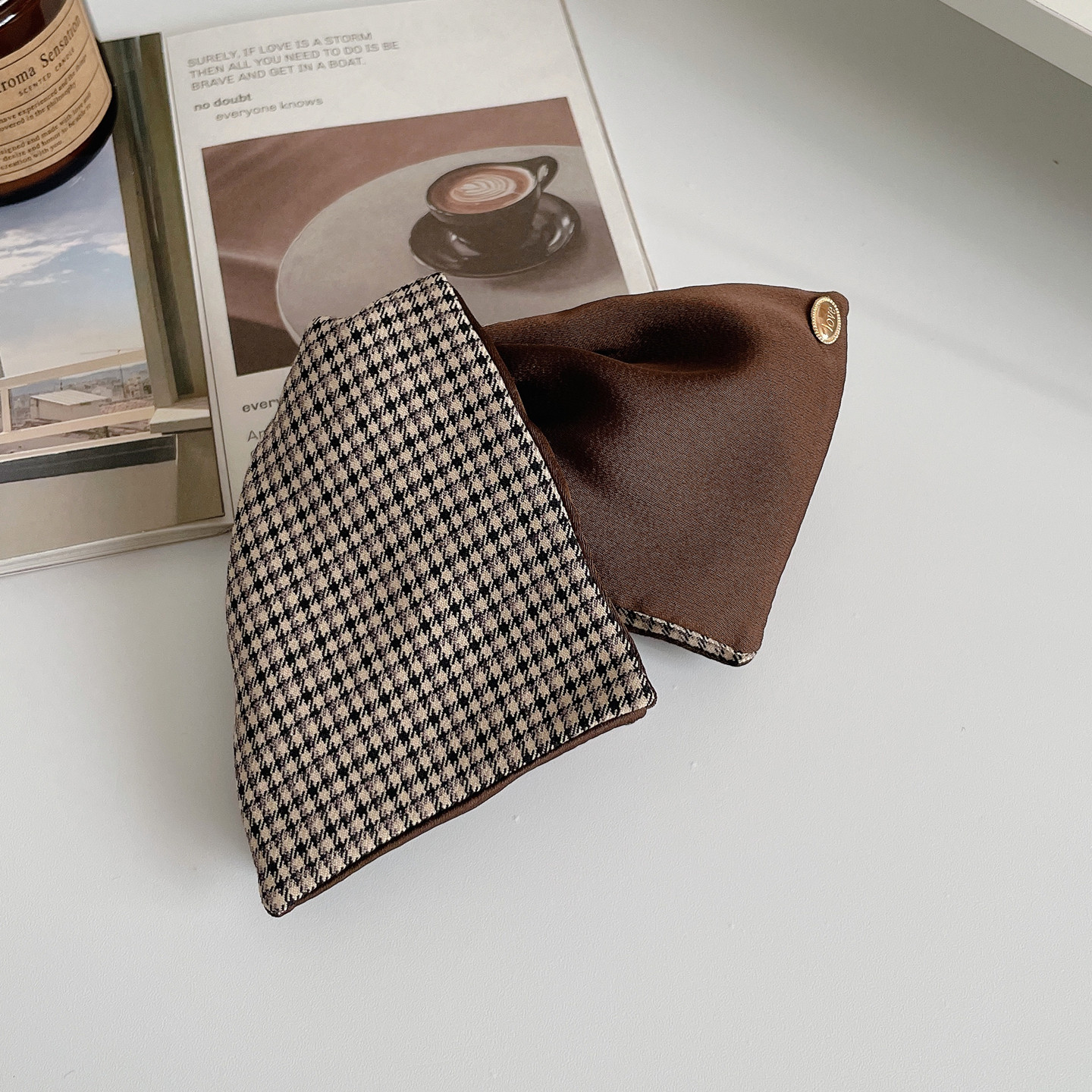 气质棕色格子三角抓夹饱满后脑勺发饰女大号鲨鱼夹发夹头饰盘发抓,饰品/流行首饰/时尚饰品新,发饰,淘宝优惠券,粉丝福利购,淘宝优惠卷