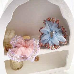 少女小香风发饰甜美欧根纱大肠圈发圈皮筋头绳彩色发绳韩国头饰品