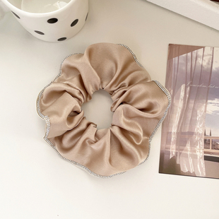 法式 气质缎面镶钻发圈皮筋发绳简约百搭头绳盘发丸子头大肠圈发饰