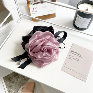 ins温柔雾粉玫瑰花大肠发圈女马尾发绳丸子头饰韩系发饰头绳发扎