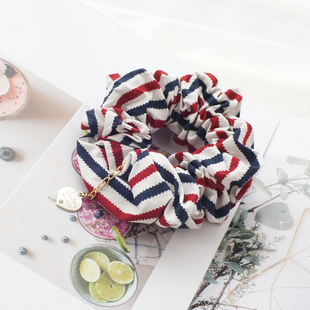 甜美丸子头条纹大肠圈发圈女新款 头绳高马尾扎头发皮筋兔耳朵发绳