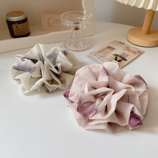 桃子柚发饰水墨画雪纺大肠圈女超大发圈皮筋扎头发绳头饰丸子头花