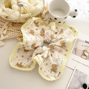 原创手工头饰森系方巾发圈甜美少女花边大肠圈发绳皮筋扎头发饰女