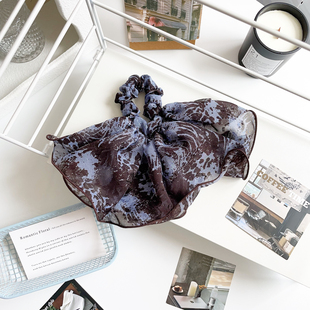 海盐咖啡裙摆发圈法式 气质发饰飘带大肠圈发绳后脑勺头饰皮筋头绳