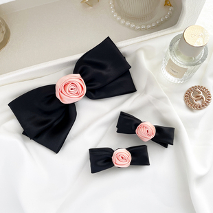 日系复古少女blackpink玫瑰花朵发饰高级感顶夹刘海夹边夹盘发夹