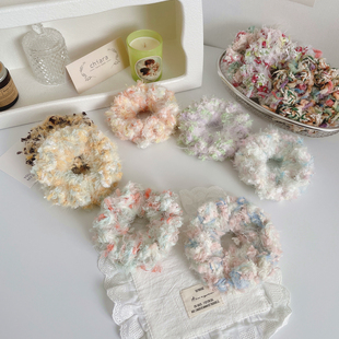 原创手工钩织发饰手混线发绳毛线发圈大肠圈女编织毛绒头饰品头绳