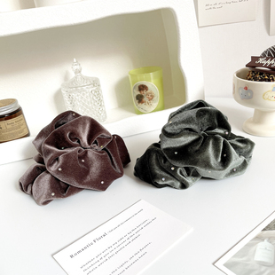 饱满后脑勺发饰丝绒云朵抓夹大号鲨鱼夹发量多发夹气质头饰盘发抓