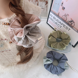 甜美复古大肠圈浅春系少女发饰双层发圈皮筋扎头发绳头饰丸子头花