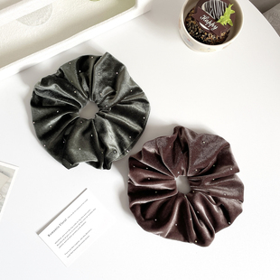 复古亮钻丝绒大肠圈女高级感发饰法式 发圈皮筋盘发绳头饰丸子头花