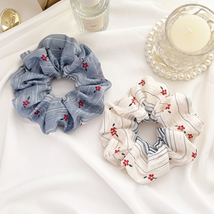 法式 少女超大发圈大肠圈复古条纹发饰皮筋发绳头饰头饰肥肠圈头绳