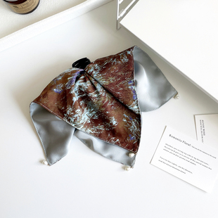 发量少发饰法式 复古方巾发抓夹马尾夹高级感发夹中号后脑勺头饰女