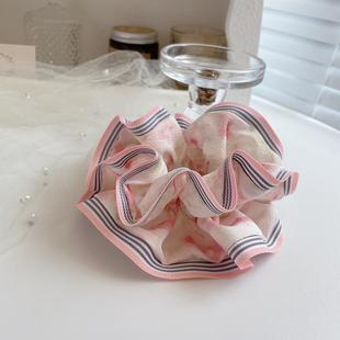 原创发饰粉色森系复古大肠发圈女新款 皮筋花朵发绳头饰盘发扎头花