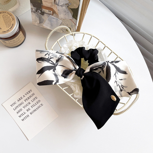 新中式 水墨画黑色蝴蝶结发圈大肠圈气质发绳国风头饰皮筋盘发饰女