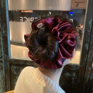 秋冬高级感缎面大肠圈女气质发圈双层发饰盘发绳皮筋丸子头饰韩国