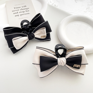 复古ins风发饰缎带蝴蝶结抓夹子高级感大号发抓盘发夹后脑勺头饰