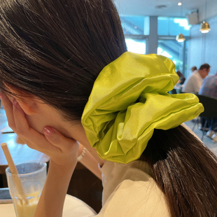 韩国高级感复古大肠发圈女秋香绿缎面气质皮筋发绳优雅头绳发饰