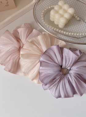 法式裙摆大肠发圈女复古后脑勺发饰奶油丝缎头饰紫色发绳丸子头花