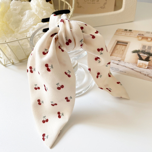 桃子柚飘带发饰樱桃蝴蝶结发抓夹盘发夹复古马尾夹子后脑勺头饰女