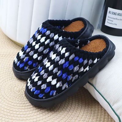 新款情侣拼色心动拖鞋手工编织diy材料包云朵鞋底加绒柔软防滑