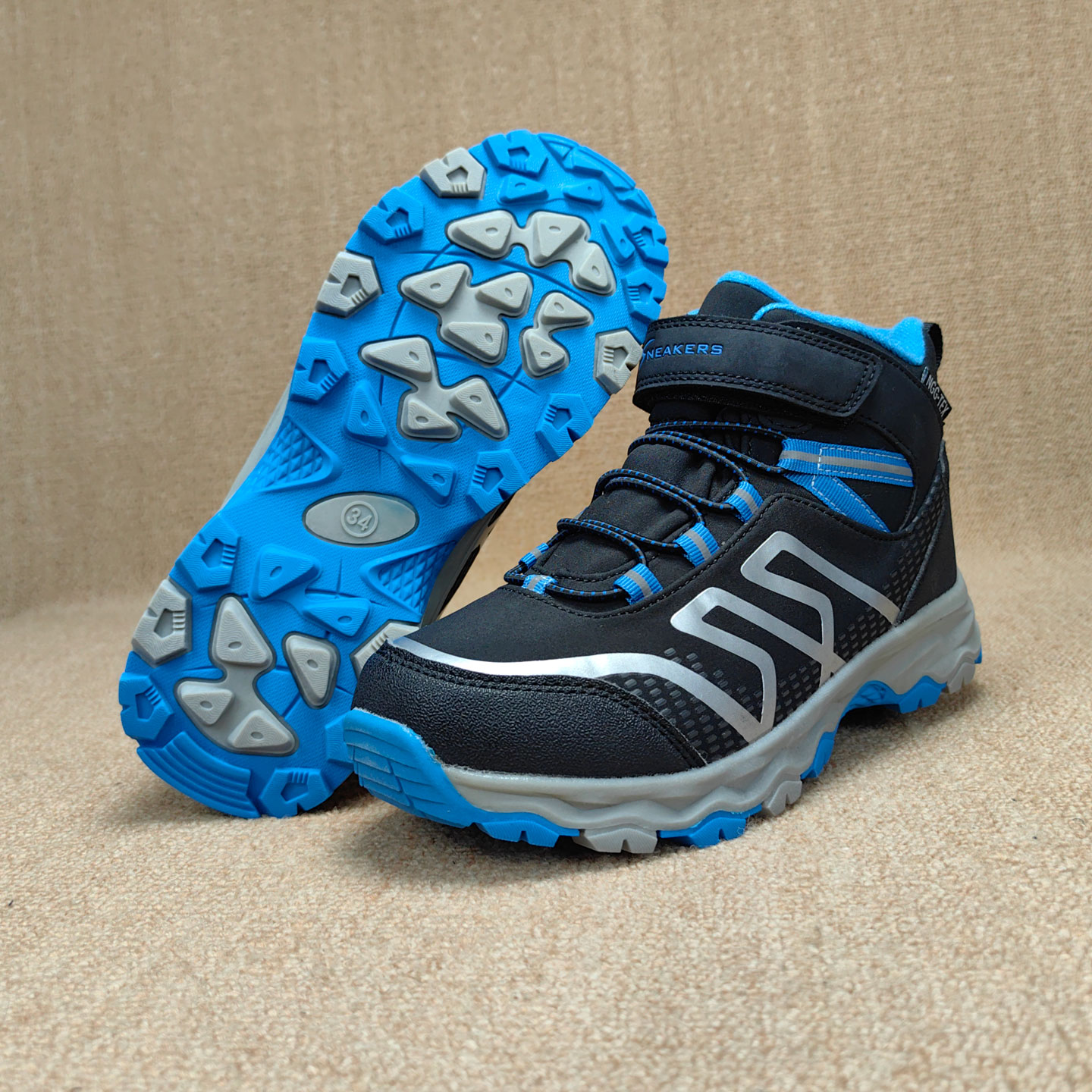 男童防水保暖棉靴中帮徒步鞋防滑